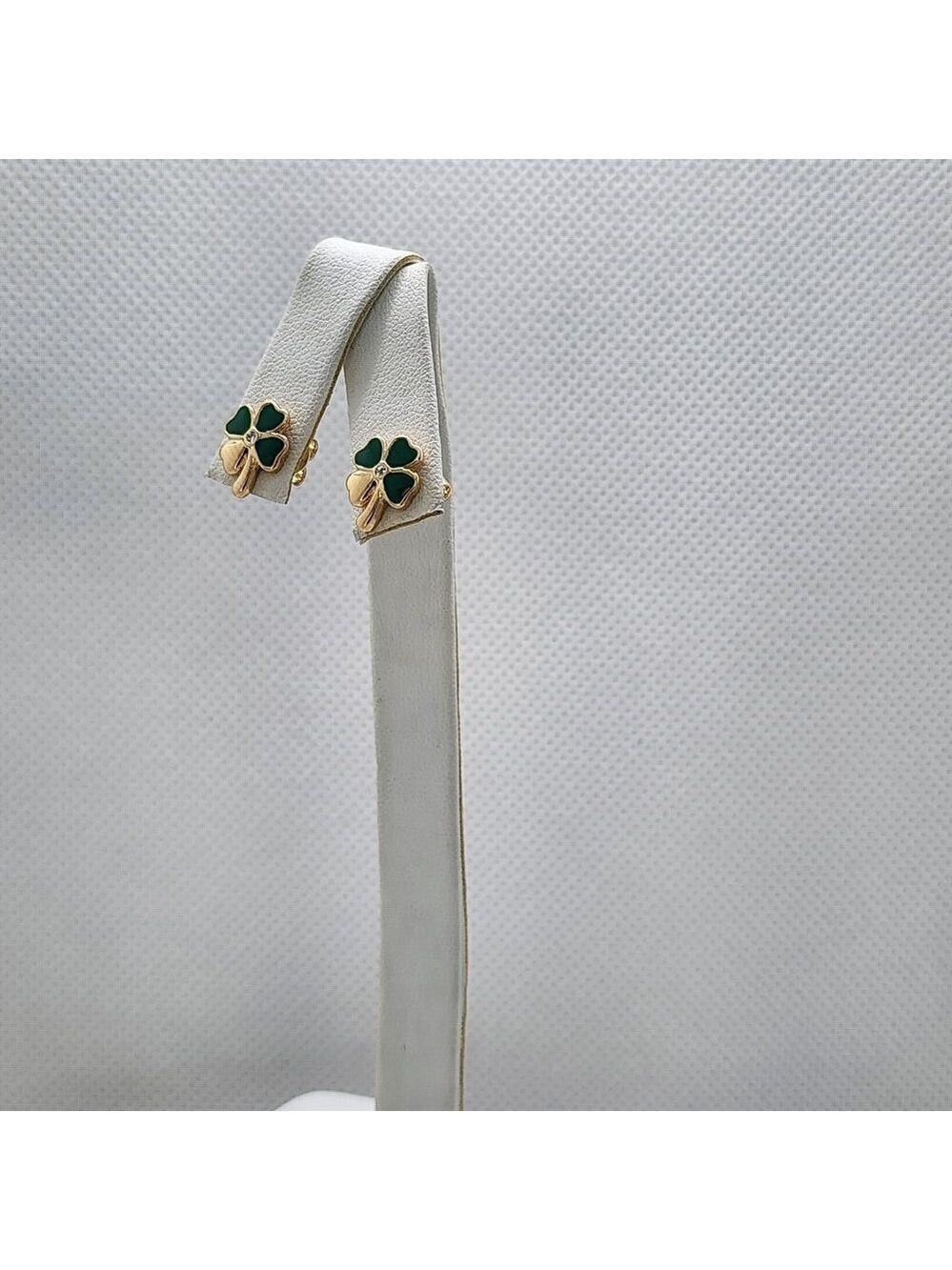 Brand New Brazilian 18k Gold Filled 4 Green Hearts Studs Earrings